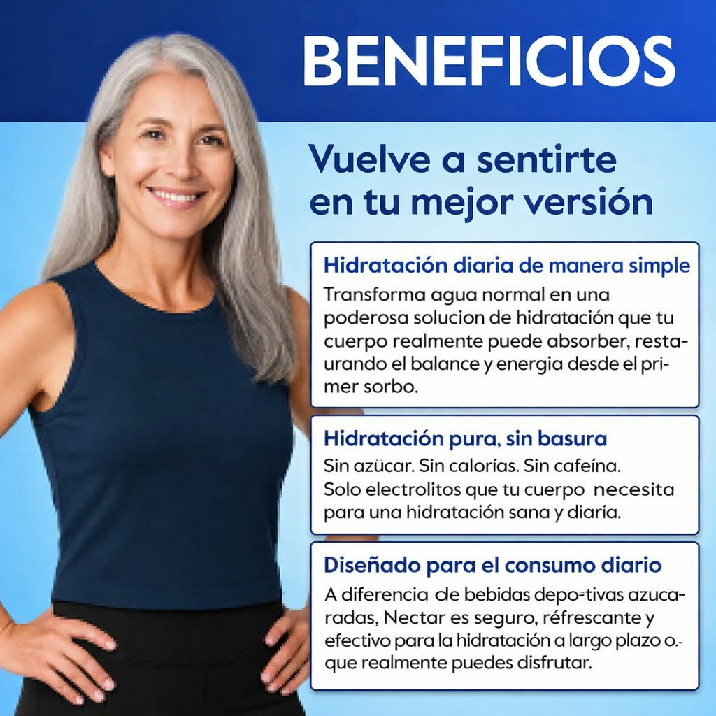 Hidratación Diaria Esencial Nectar – Pack de 30 Sobres (Sin Azúcar, Cero Calorías)